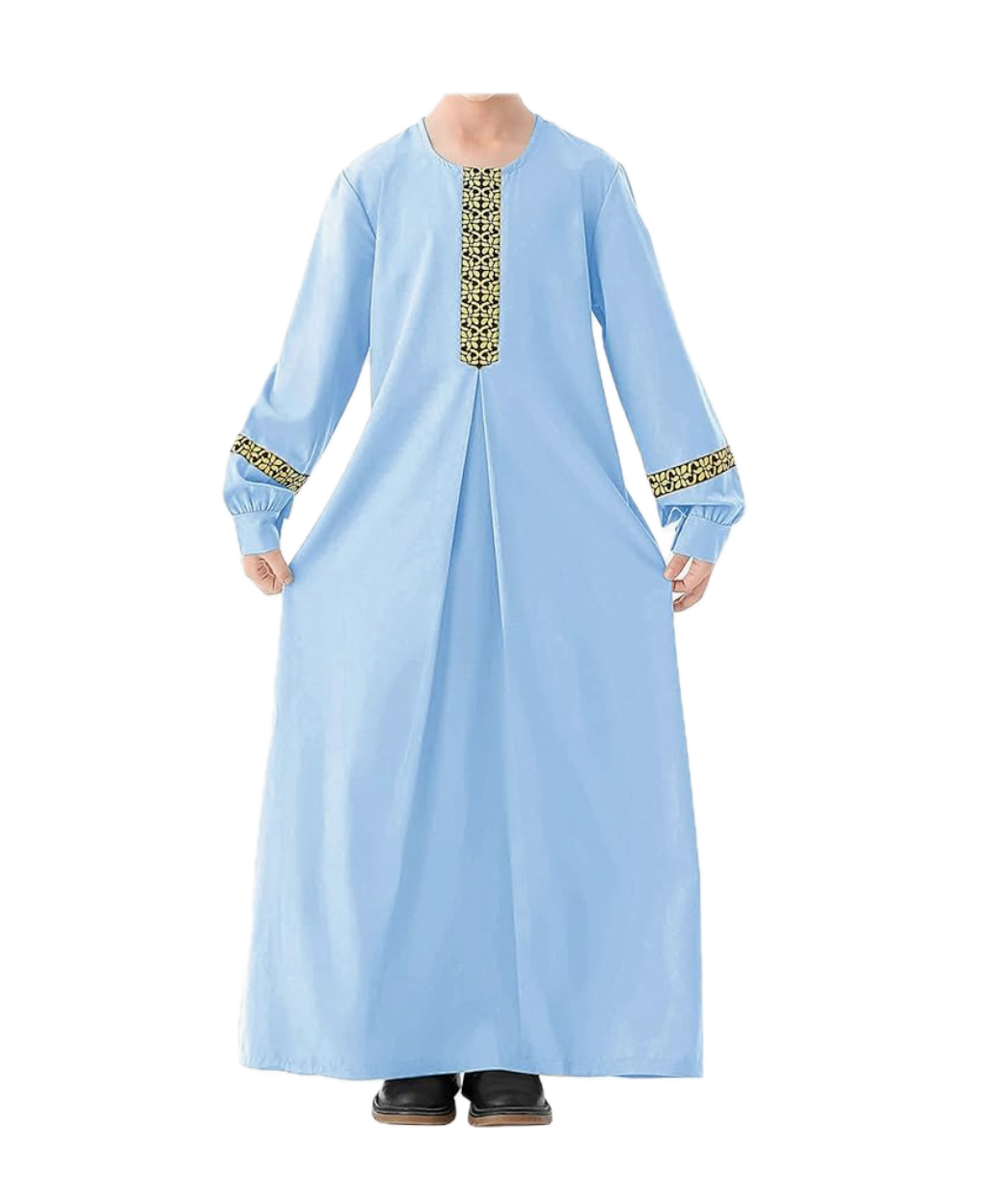 Abetteric Kids Girls Long Sleeve Abaya Dress Muslim Islamic Kaftan Printed Maxi