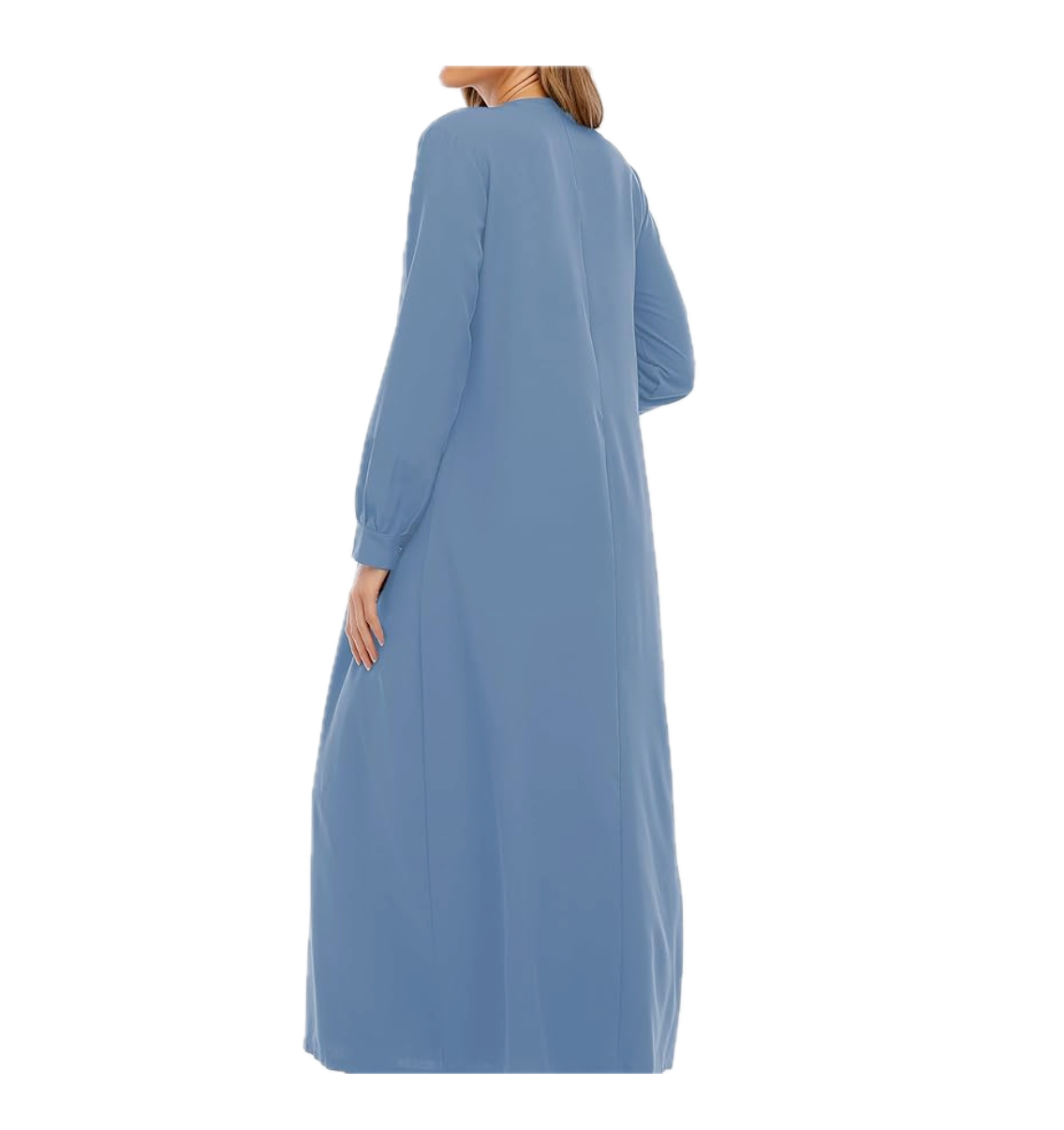 Abetteric Women Solid Color Zipper Abaya Muslim Dress w/ Pockets Islamic Prayer