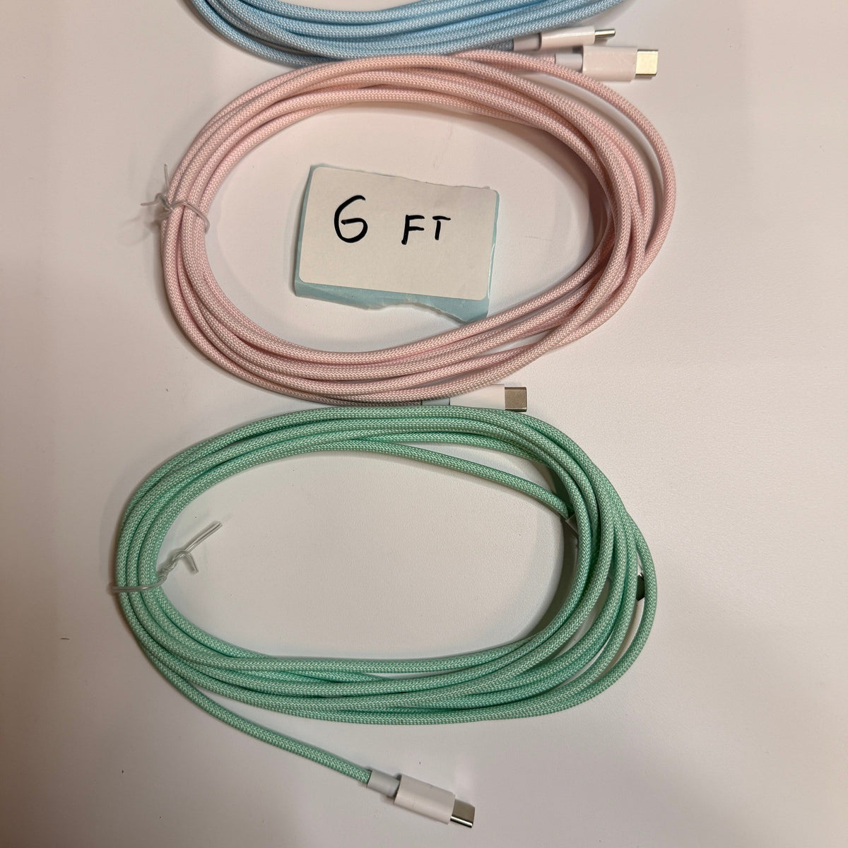 Lot of 6 USB C to USB C Charging Braided Cables 6ft 10ft Type C Cords