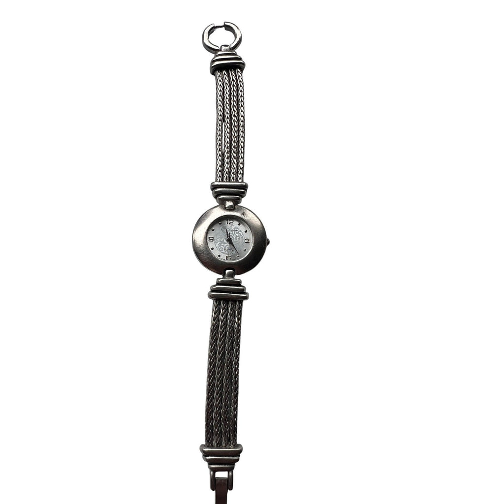 Vintage Quartz Watch 11230-00 Japan Movt Silver Tone Braided Band Needs Battery