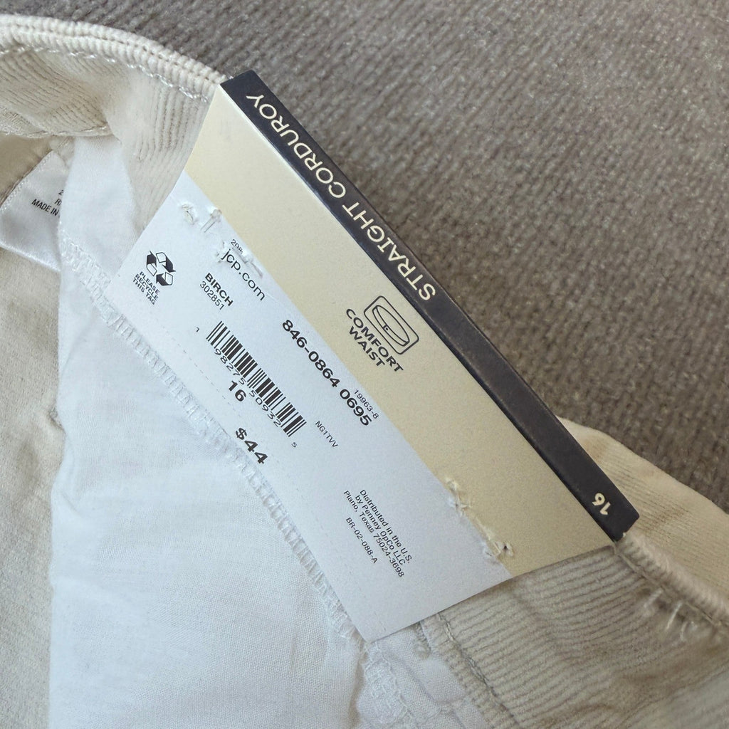 MSRP $44 St. John's Bay Womens 16 Birch Mid Rise Straight Corduroy Pants