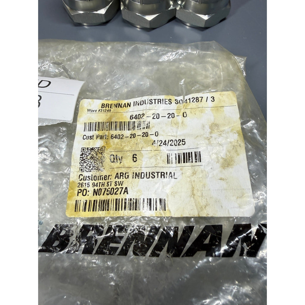 Set of 3 Brennan 6402-20-20-O Straight Adapter 1-1/4" Male ORB x 1-1/4" Female