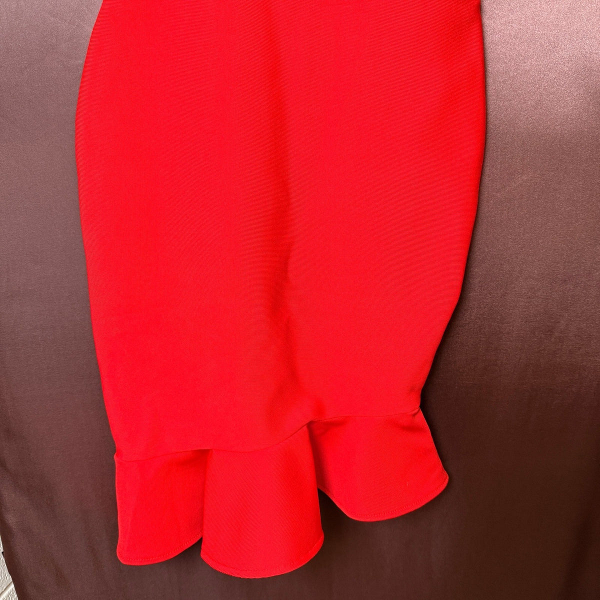 UONBOX Women's XS Red One Shoulder Sleeveless Bodycon Dress Midi Mermaid Banda