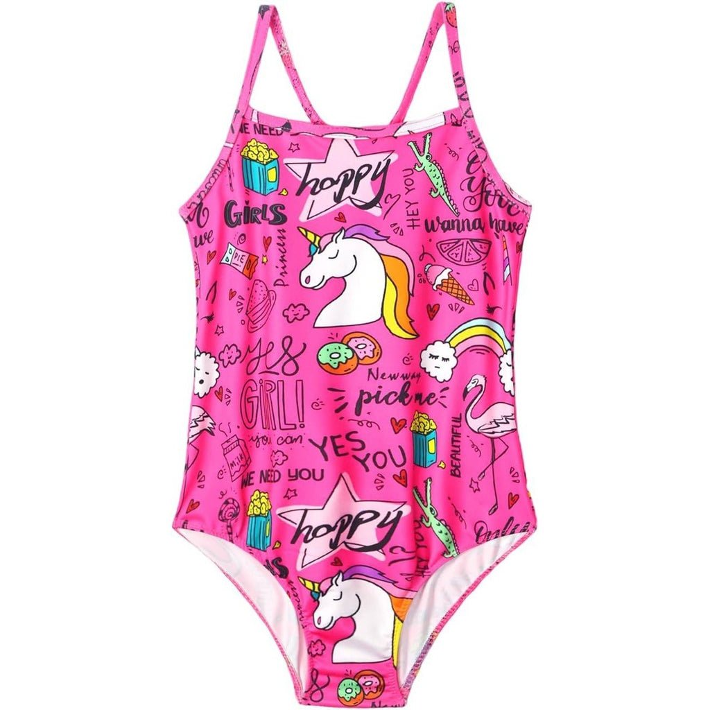Girls 7-8Y Swimsuit One Piece Bathing Suit Kids' Swimwear Quick Dry Summer Beac