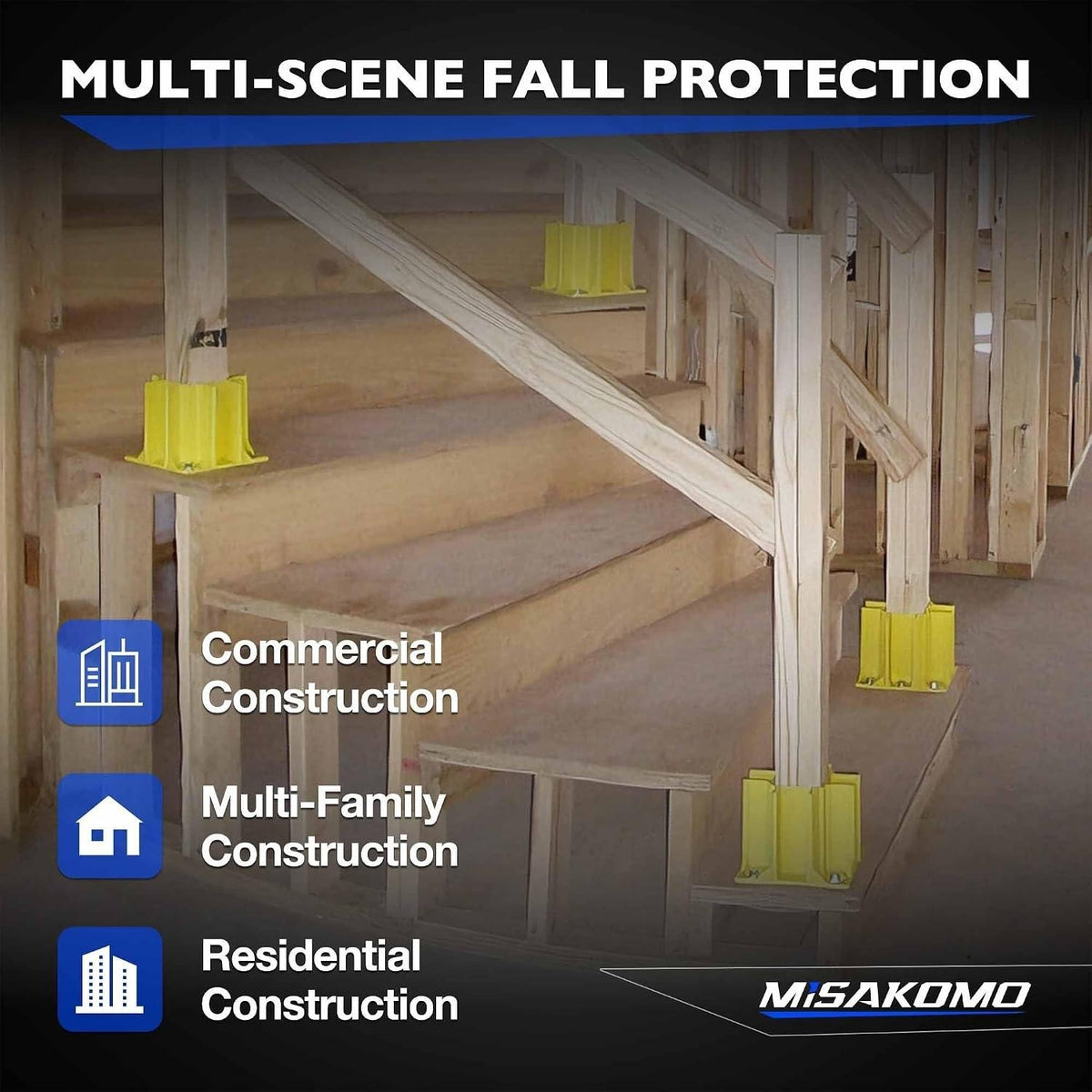 Pack of 12 Guardrail Base Boot for Temporary Railing Systems Yellow, Safety Ba