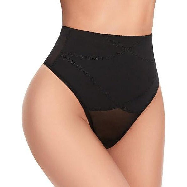 SIMIYA Women's 2XL Black Tummy Control Firm Stomach Shapewear Thong Underwear