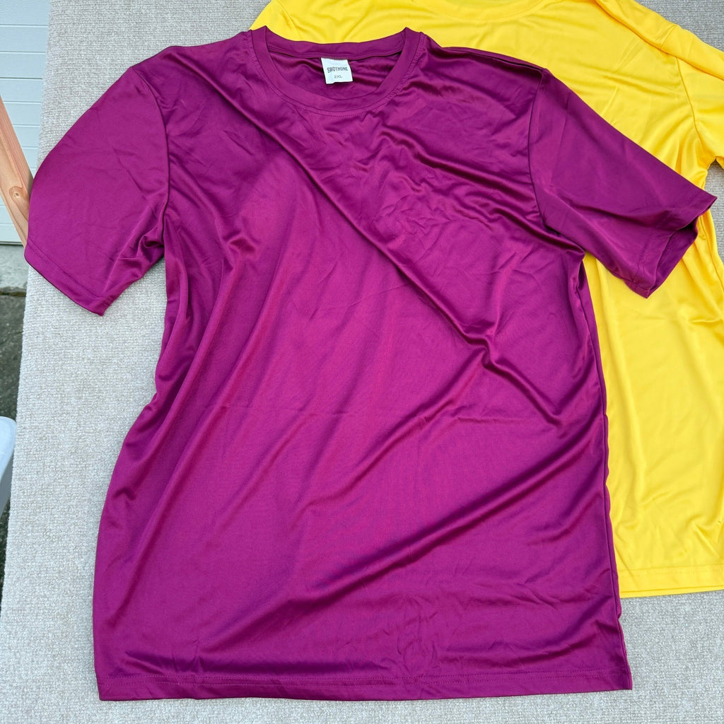 Set of 2 SWOTHONE Men's 2XL Yellow, Maroon T-Shirt Crew Neck Athletic Training