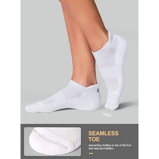 Set of 6 Pairs CS CELERSPORT M White Ankle Athletic Running Sports Tab Socks Lo
