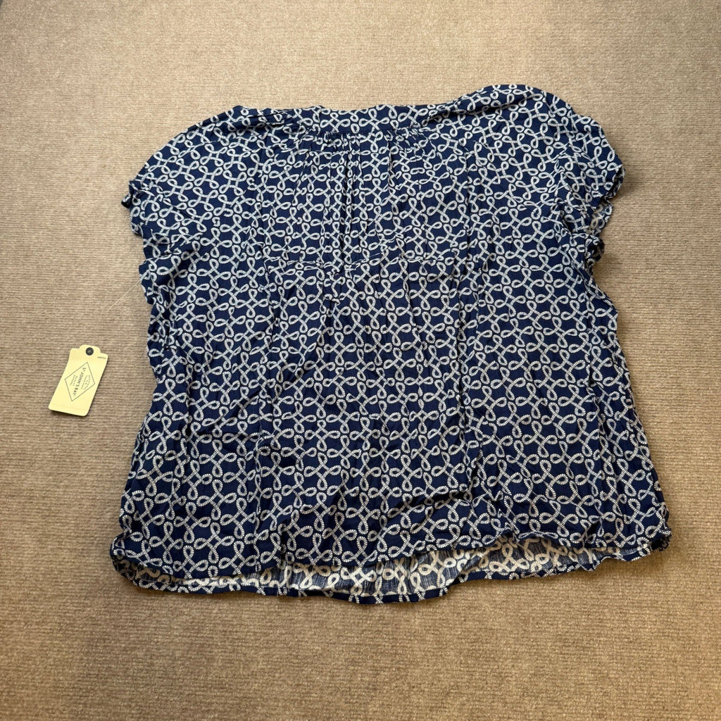 MSRP $38 St. John's Bay Womens XL Petite Navy Knots V Neck Blouse Short Sleeve