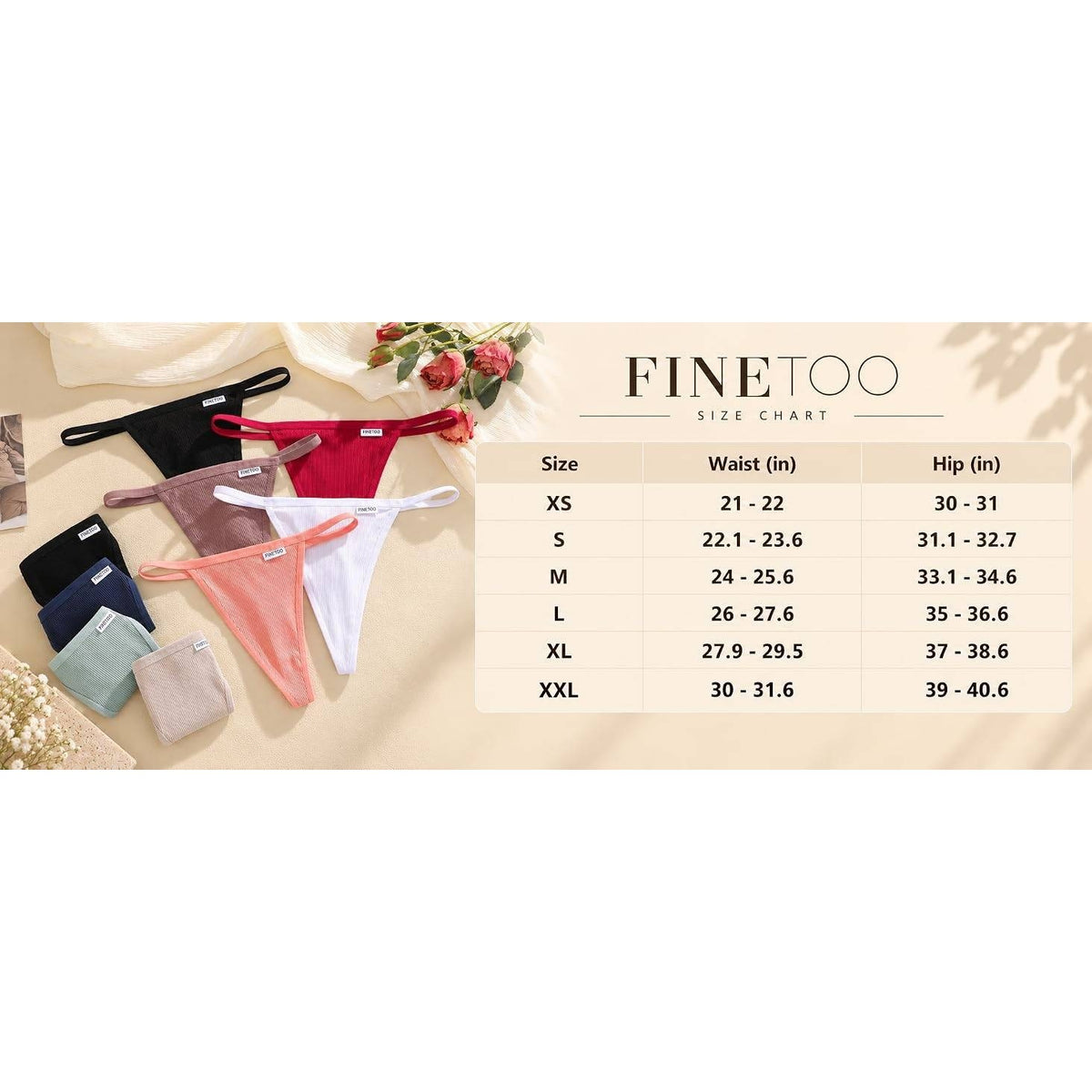 FINETOO 10 Pack Women's S Cotton Thongs Sexy G-String Low Rise Breathable Panti
