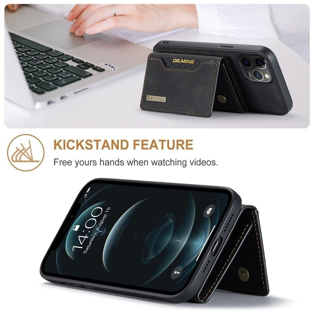 Black iPhone 13 ProMax DG.Ming M2 Series Magnetic 2-in-1 Wallet Case