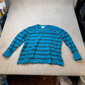 MSRP $48 Liz Claiborne Womens XL Deep Lagoon Black Striped Pullover Sweater