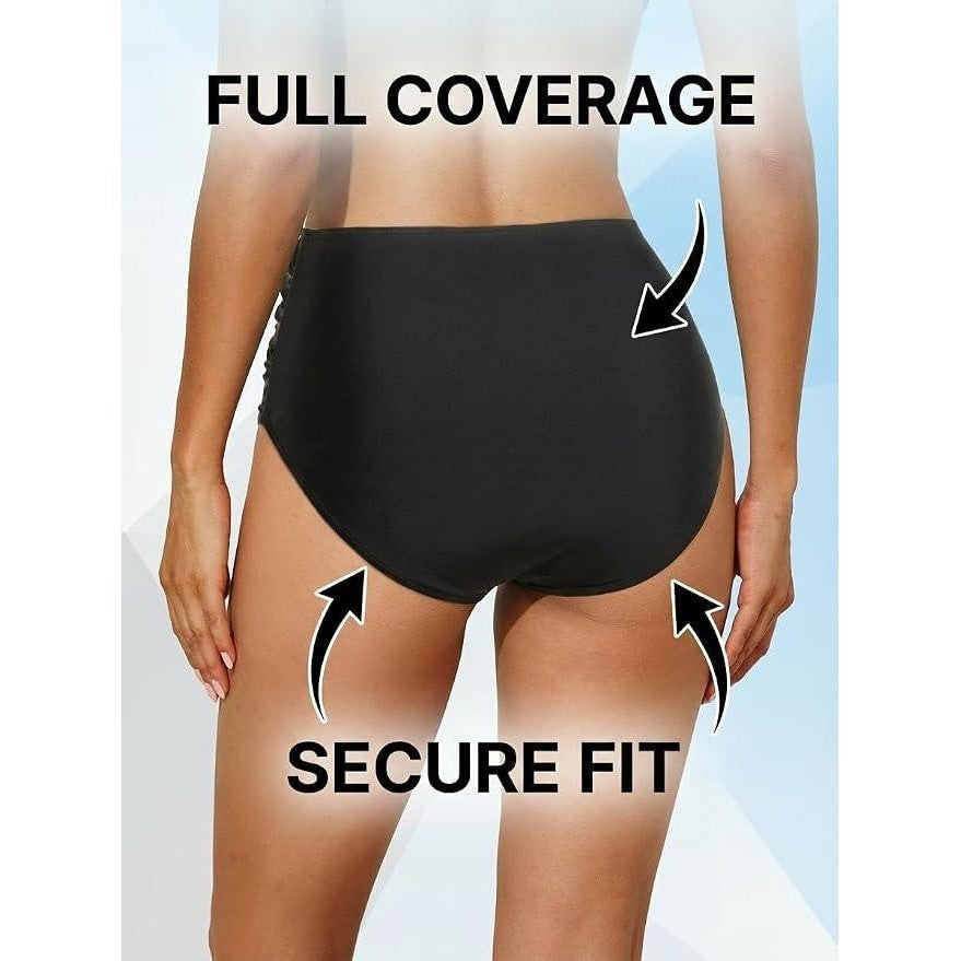 MSRP $23 Tempt Me Women's XXL High Waisted Bikini Bottom Retro Ruched Swim B