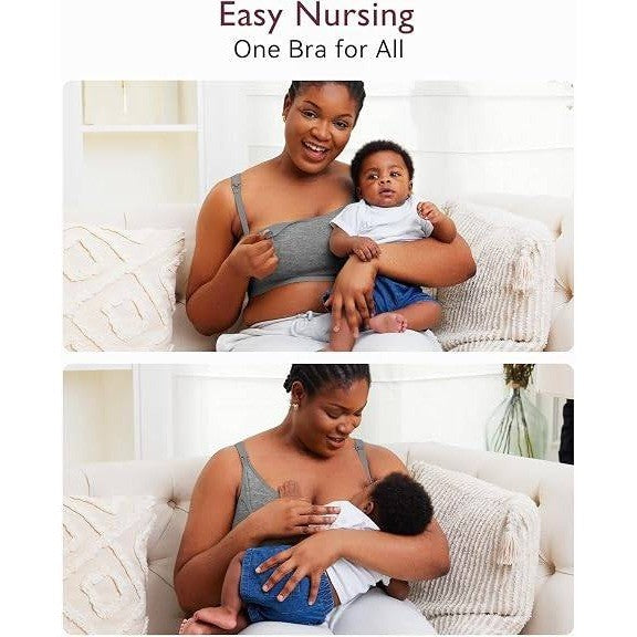 Set of 2 MSRP $48 Momcozy L Black, Grey Pumping Nursing Bra Hands Free Maternity