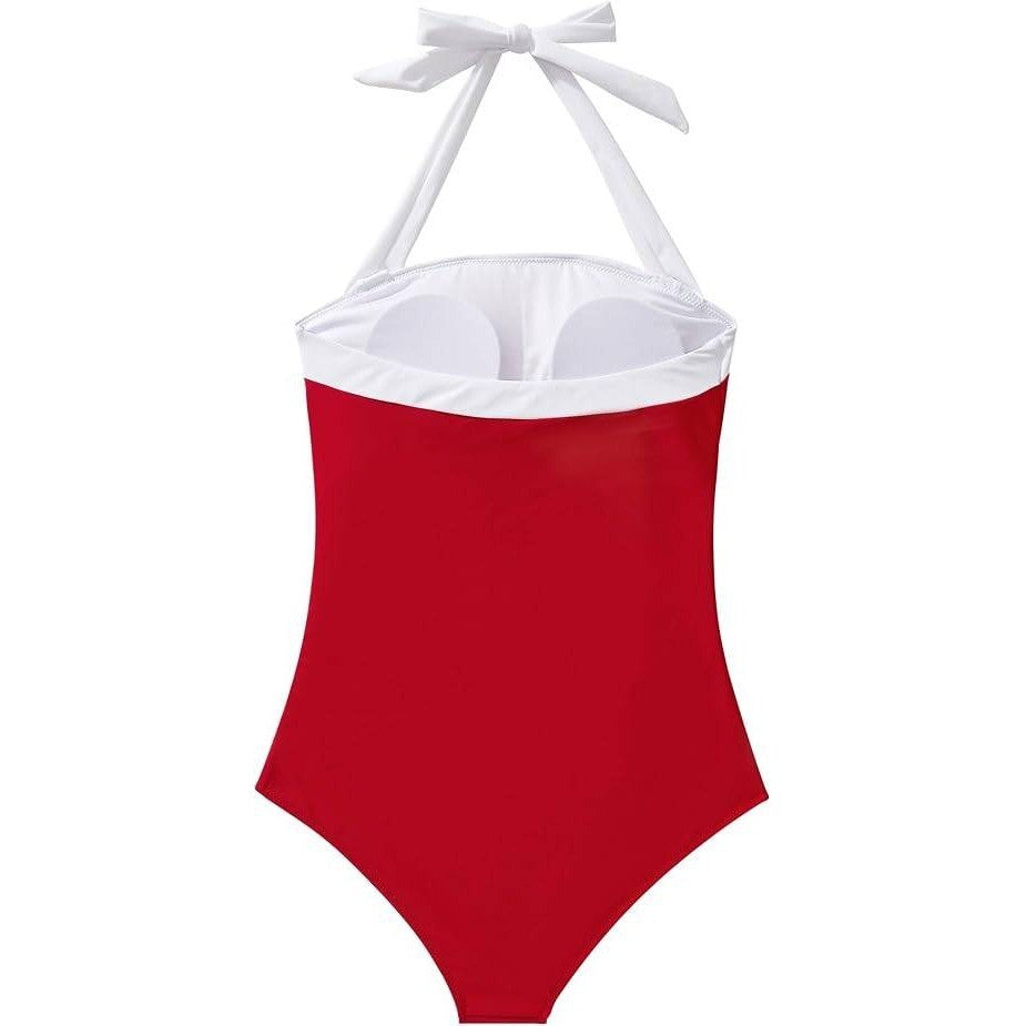 MSRP $42 SUUKSESS Womens XL Red/White Sexy Tummy Control One Piece Swimsuit