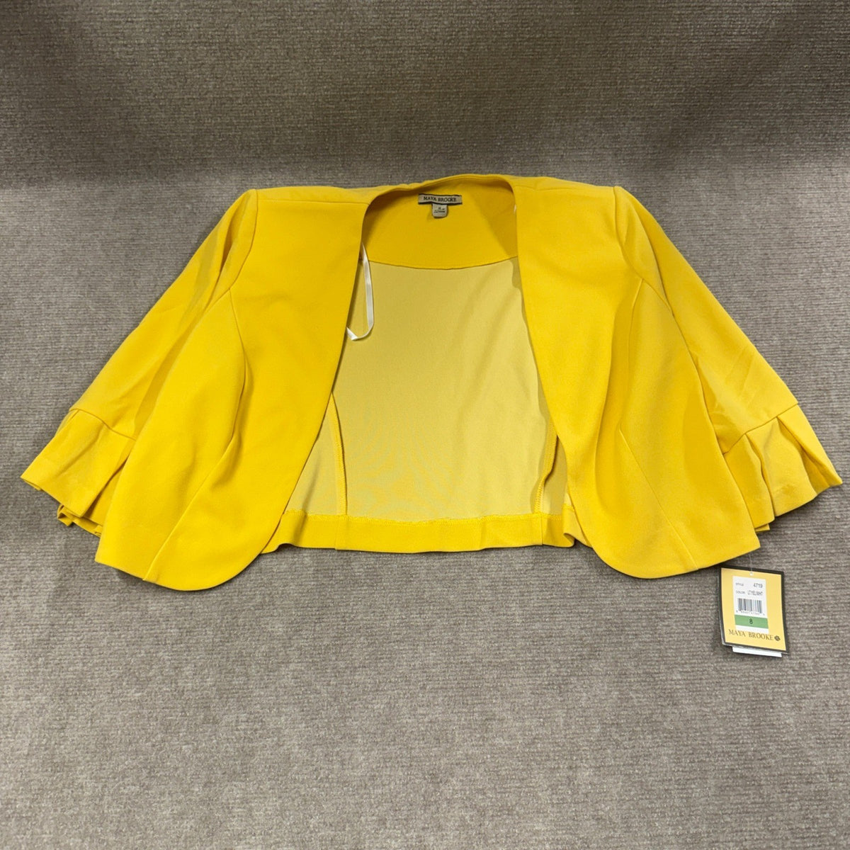 MSRP $94 Maya Brooke Women's 8 Lite Yellow White Crepe Floral Jacket Dress