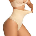 Dulchany Women's Beige S Thong Shapewear Tummy Control Underwear Seamless B