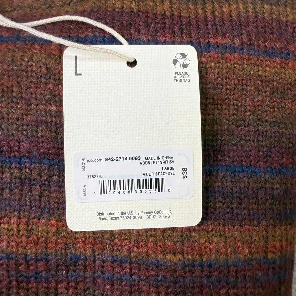 MSRP $38 A.N.A Womens L Multi Spacedye Striped Pullover Crew Neck Sweater Long