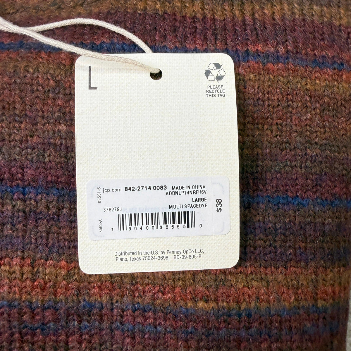MSRP $38 A.N.A Womens L Multi Spacedye Striped Pullover Crew Neck Sweater Long