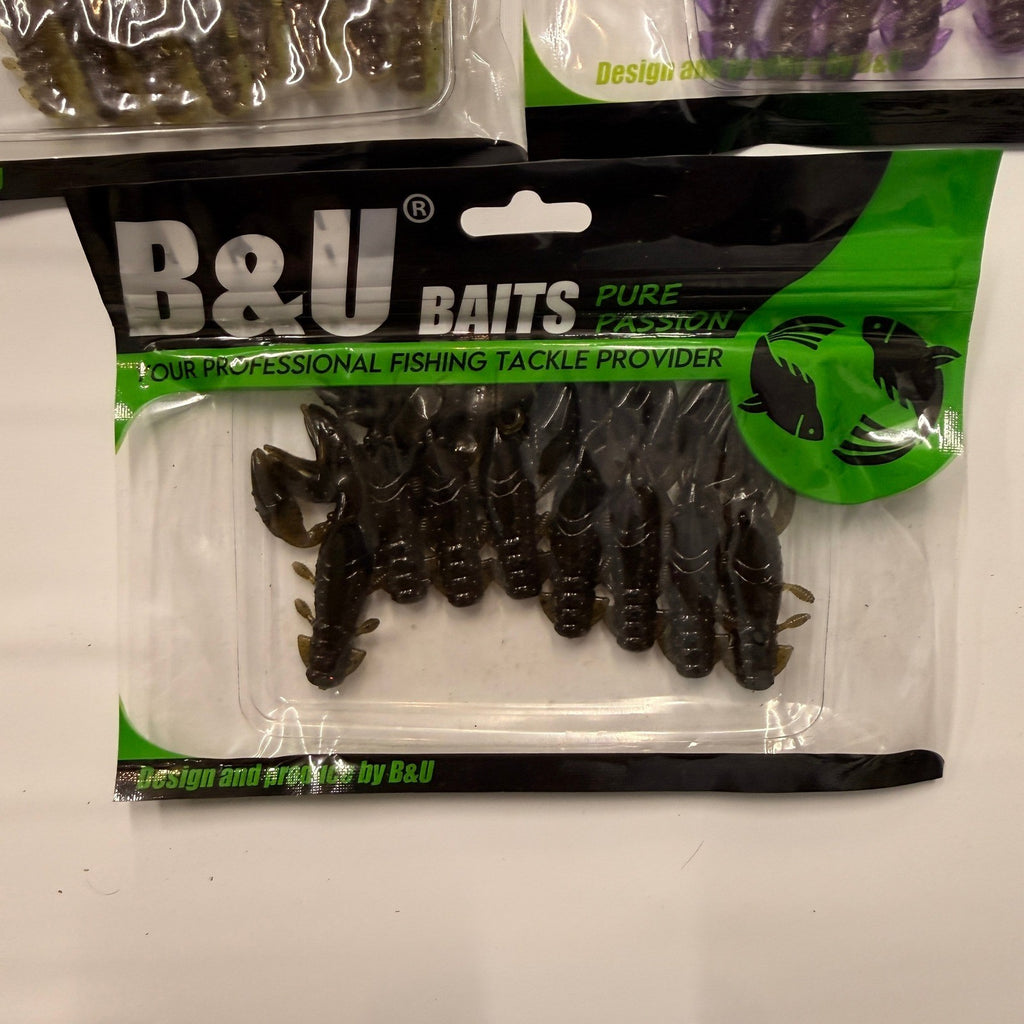 Set of 3 (8 pcs Each) B&U Soft Plastic Floating Craw Baits Bass Fishing Lures