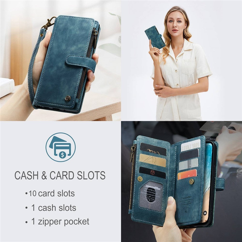 CaseMe C30 For iPhone 14 ProMax Detachable Zipper PU Leather Wallet Case