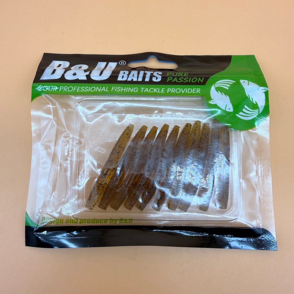 Pack of 10 B&U Light Brown Floating Senko Worms Bass Fishing Lure Ned Wacky Ri