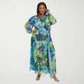 MSRP $109 Clover And Sloane Womens 1X Sage Blue V Neck Maxi Dress Long Sleeve