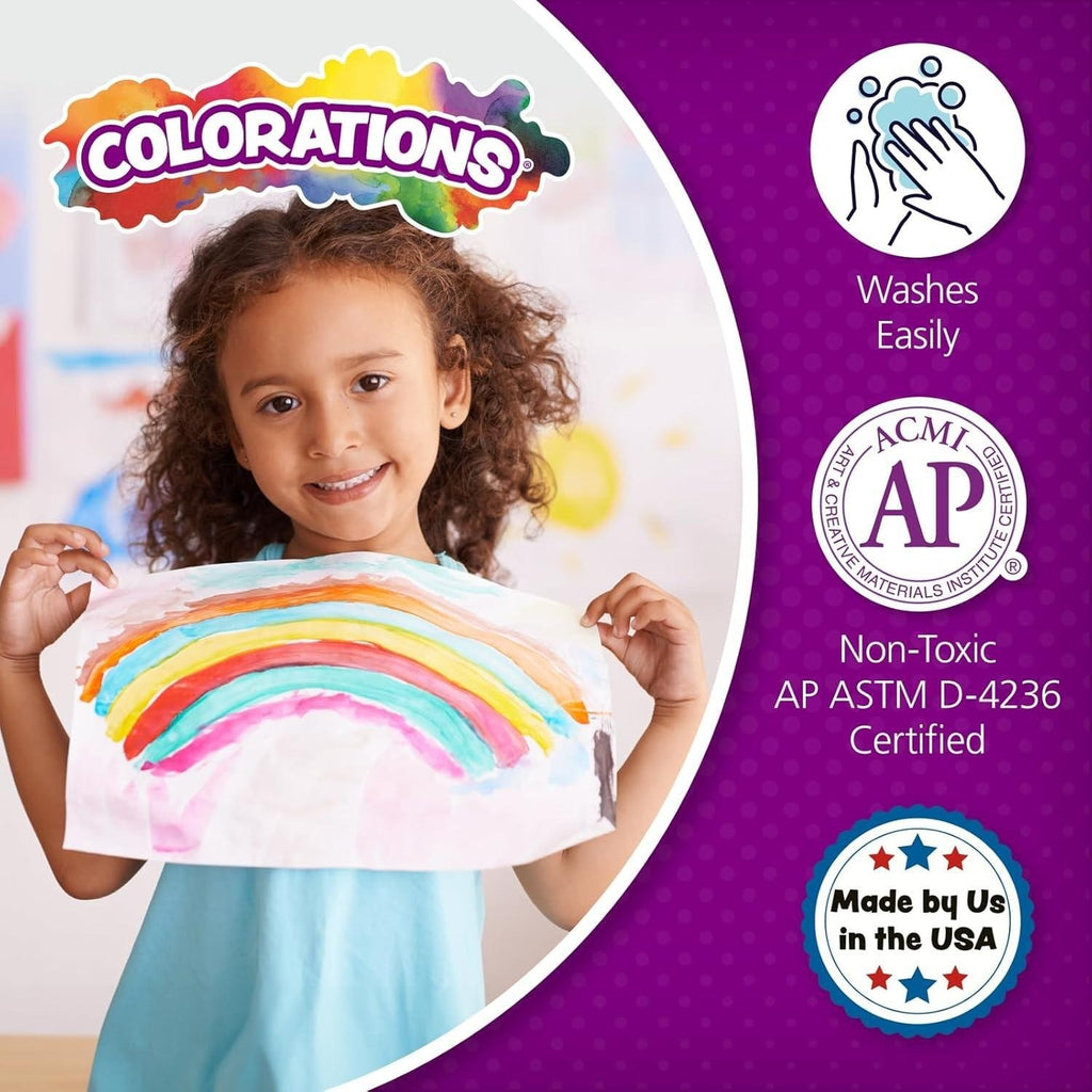 Set of 6 Colorations Paraben-Free Fluorescent Simply Washable Tempera Paint 8 o