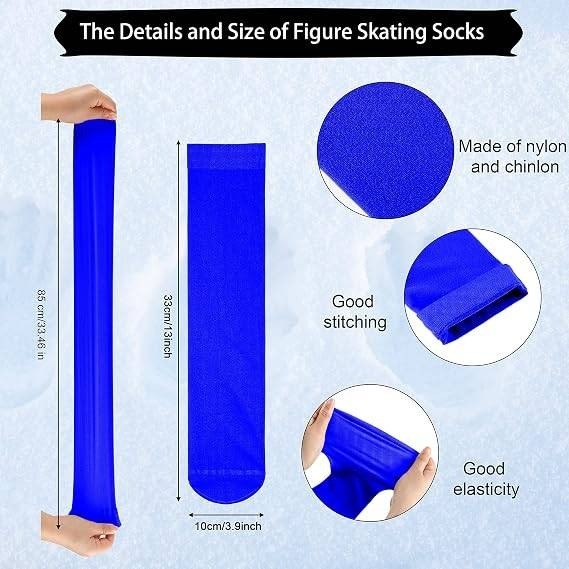 SATINIOR 6 Pairs Multi Color Ice Skating Socks for Womens, Girls Knee High Nylon