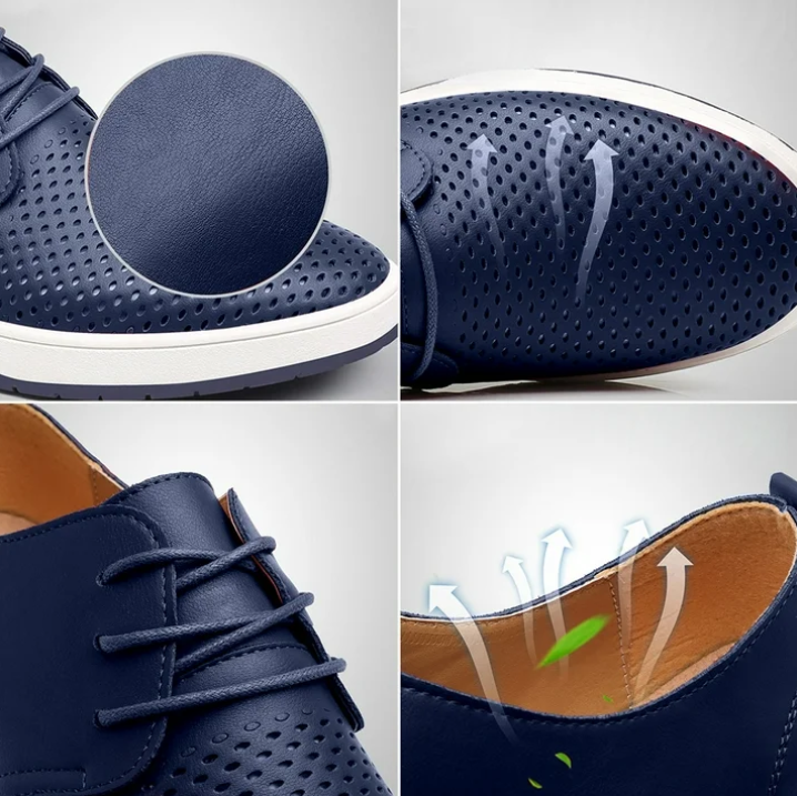 Santimon Men's US 7-10 Blue Casual Derby Shoes Breathable Lace Up Sneakers