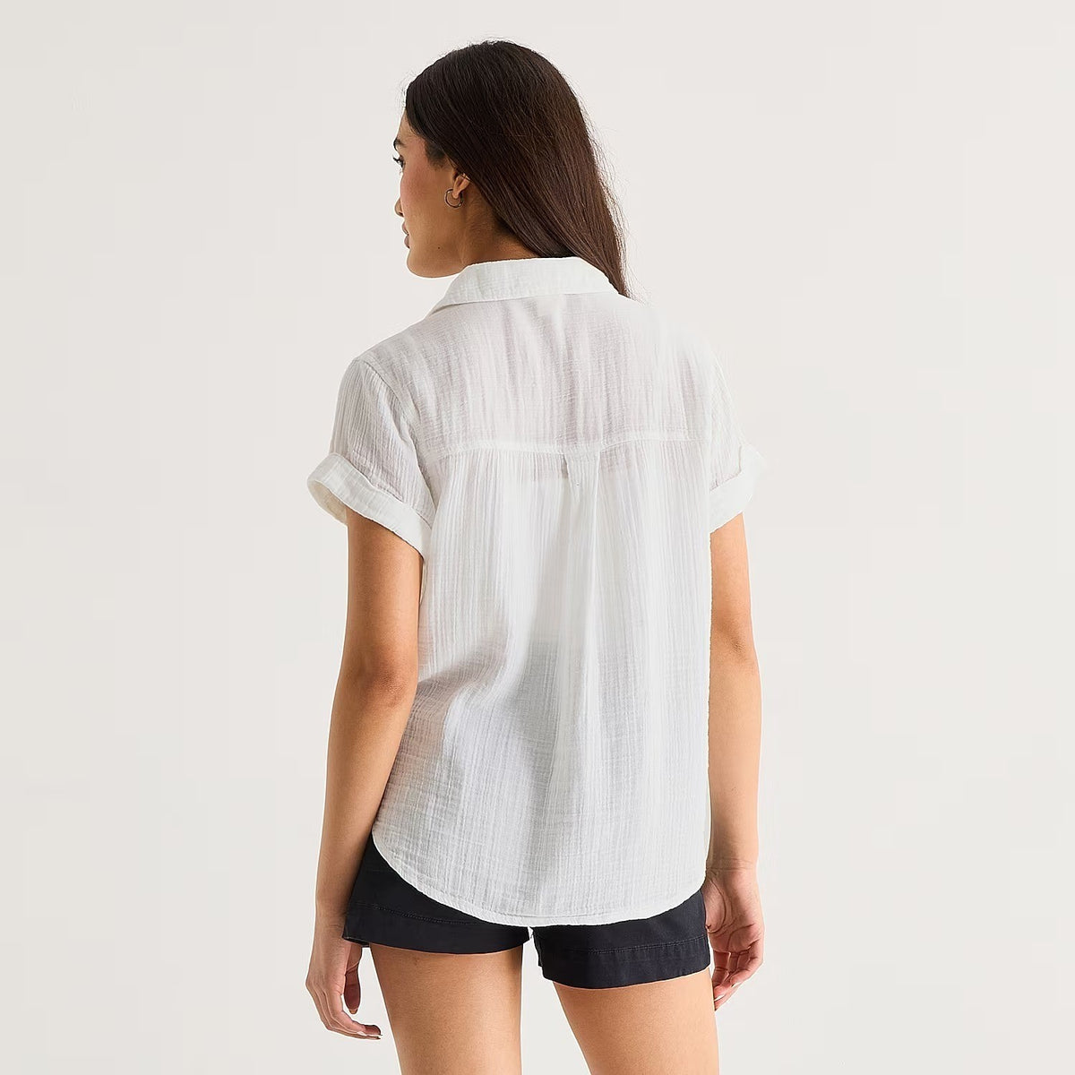 MSRP $48 A.N.A Womens 1X White Short Sleeve Button-Down Shirt Blouse