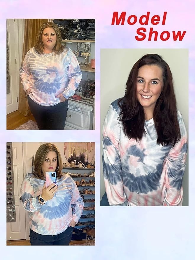 ROSRISS Women's Plus-Size 14W-28W Long Sleeve Sweatshirt Crewneck Top Pullover T