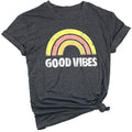 YEXIPO Women's M Good Vibes Graphic T-Shirt Short Sleeve Crew Neck Loose Fit Te