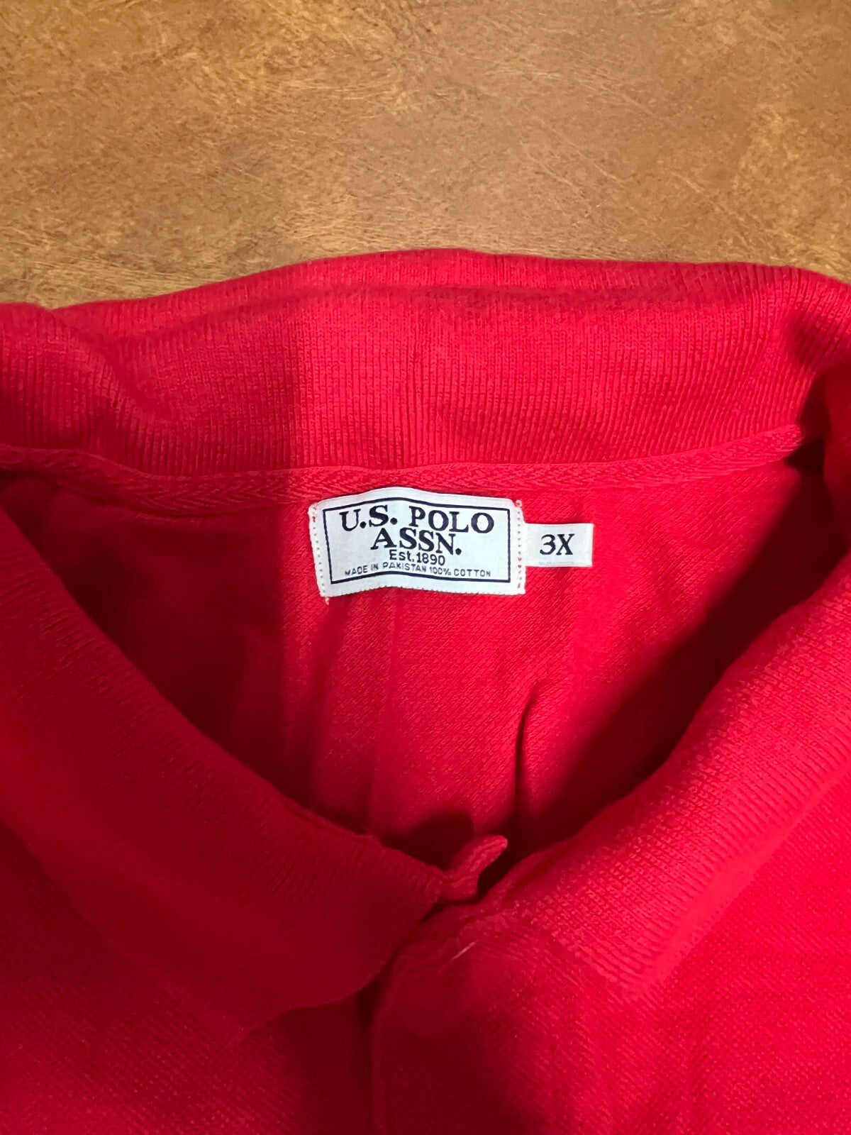 U.S. Polo Assn. Men's 3X Red Short Sleeve Polo Shirt Black Pony #176