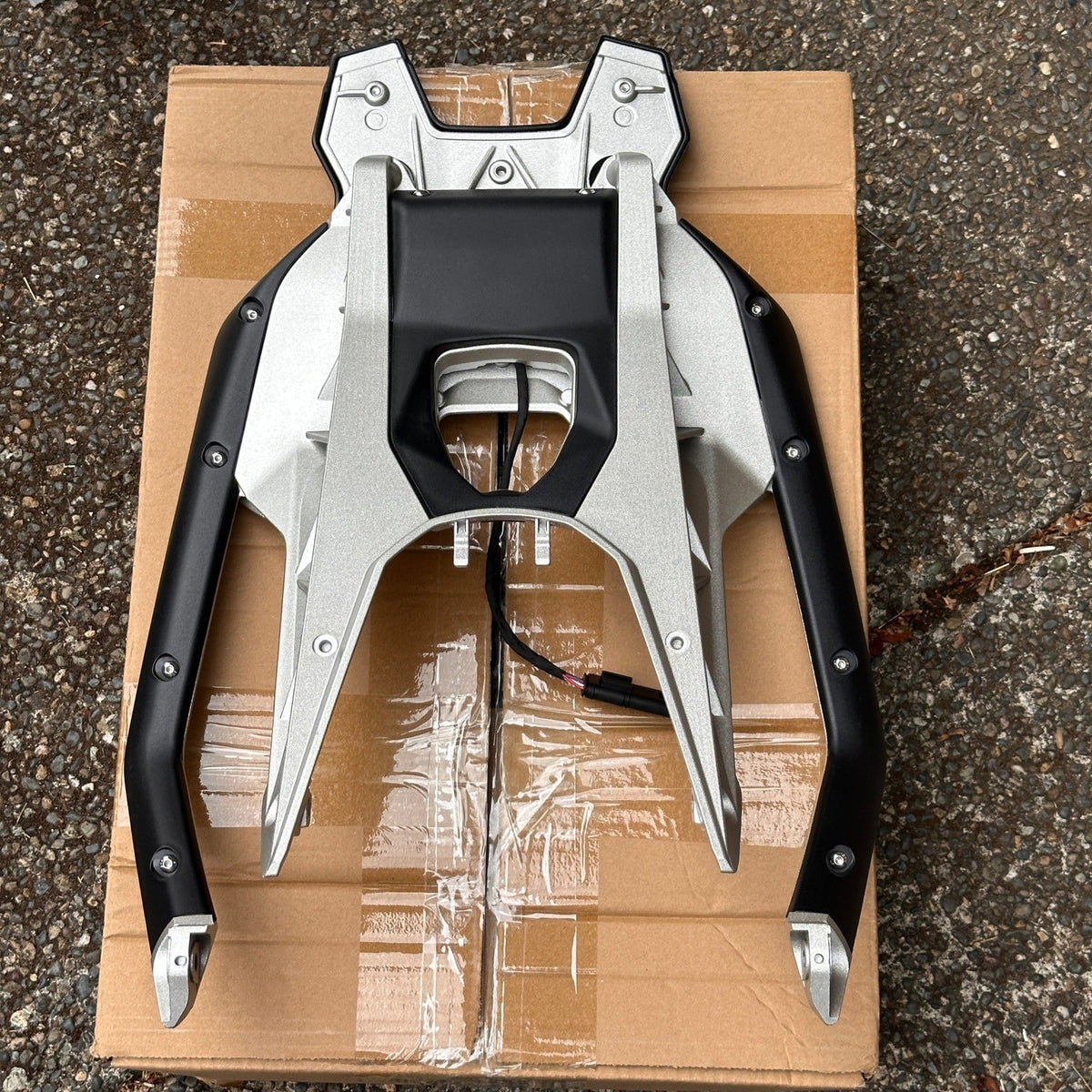 FWXEOZ Silver Motorcycle Rear Luggage Rack with USB Port for BMW R1300GS R 1300