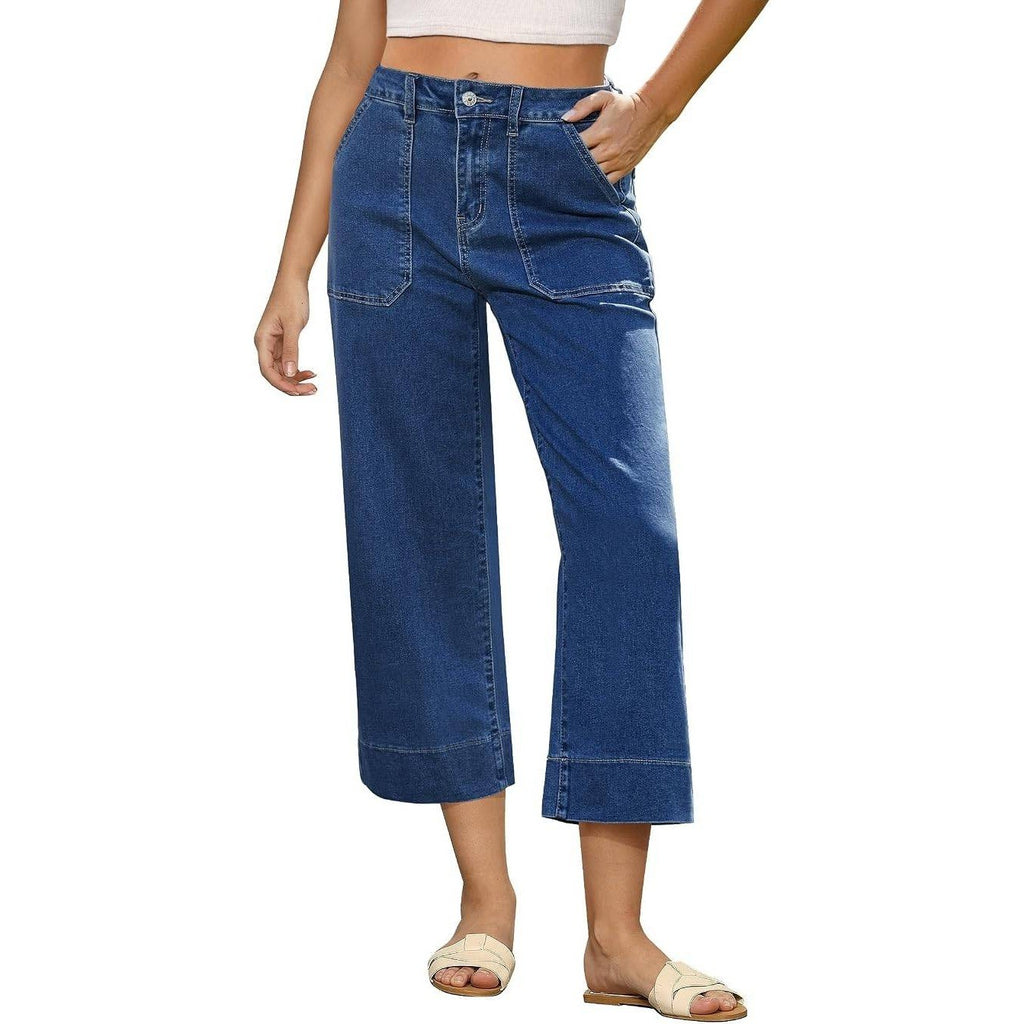 MSRP $47 GRAPENT Women's XL Capri Jeans High Waisted Wide Leg Strechy Loose