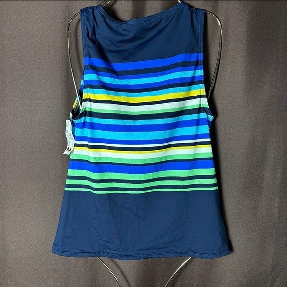 Lands End Women's 2 LONG High Neck UPF 50 Sun Protection Tankini Swimsuit Top