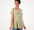 Isaac Mizrahi Live! Women's XXS, XS Dried Sage True Denim Short Sleeve Top Butto