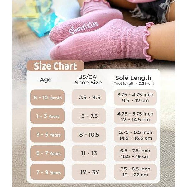 MSRP $21 Simply Kids 6 Pairs 6-12 Months Ruffle Socks, Baby Little Girl Kids G