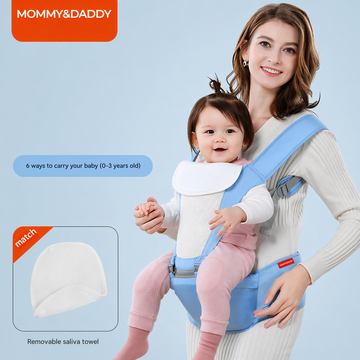 6-in-1 Baby Carrier with Hip Seat Waist Stool Ergonomic Breathable Newborn to To