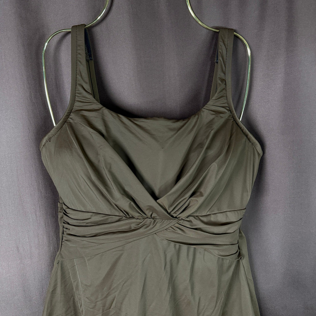 Lands' End Women's 8 Underwire Dresskini Swim Cover Up Dress Rich Coffee