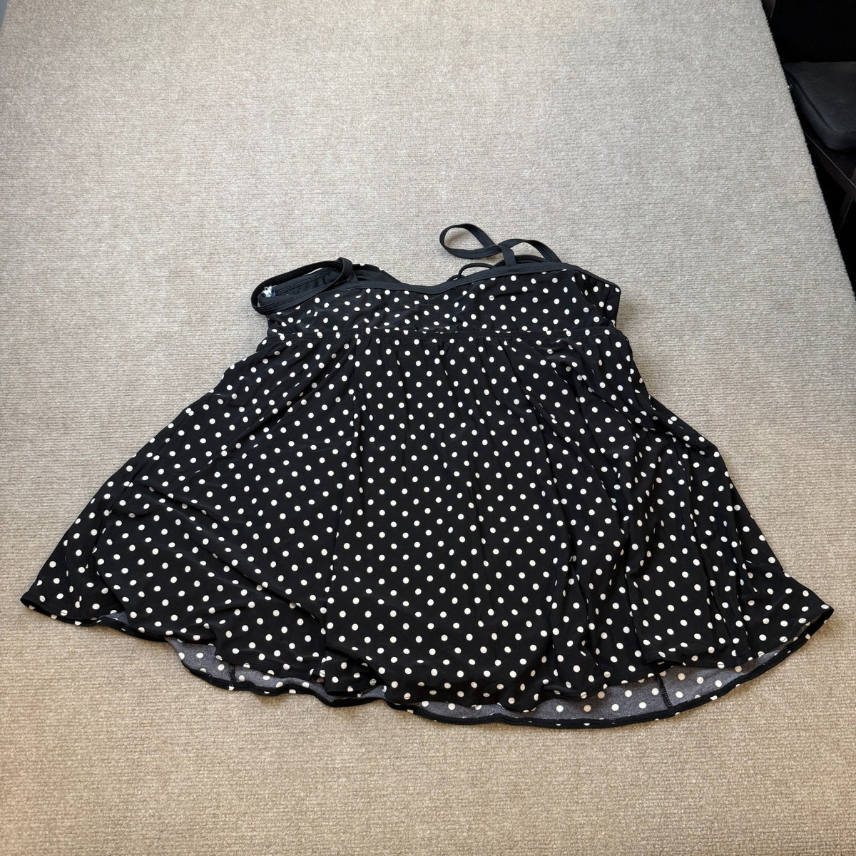 MSRP $109 Sonnet Shores Womens 18W, 22W Black/White Dots Swim Dress