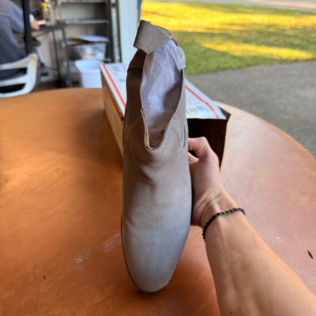 Santimon Men's US 7 Grey Suede Slip On Casual Dress Chelsea Boots