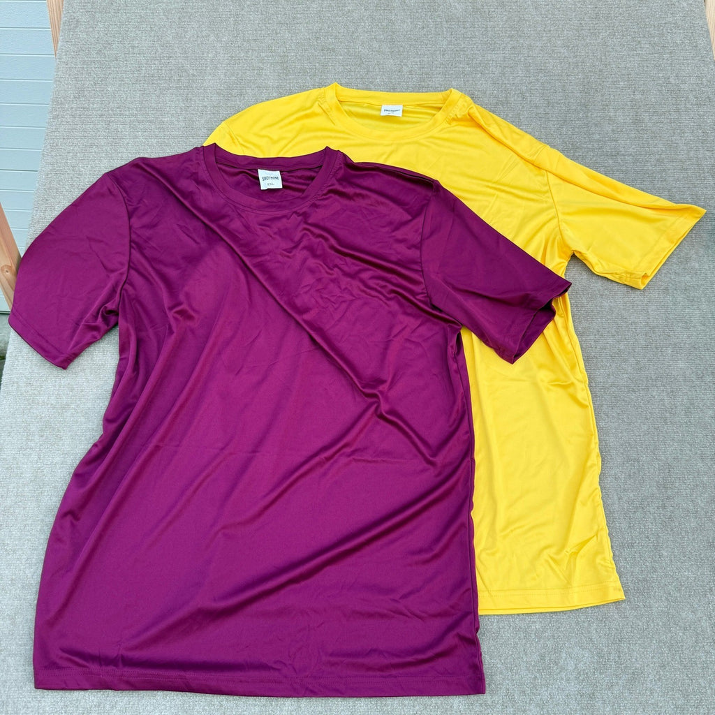 Set of 2 SWOTHONE Men's 2XL Yellow, Maroon T-Shirt Crew Neck Athletic Training