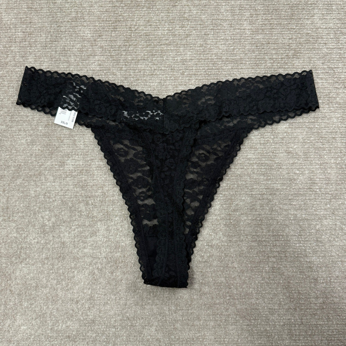 MSRP $12 Ambrielle Womens XXL/9 Black Everyday Lace Thong Panty