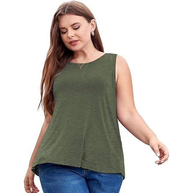 NWT Lalagen Women's XXL Army Green Plus Size Workout Tank Tops Sleeveless Summer
