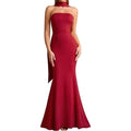 MSRP $79 Auraxe Women's S Red Bodycon Formal Maxi Dresses with Scarf Elegant