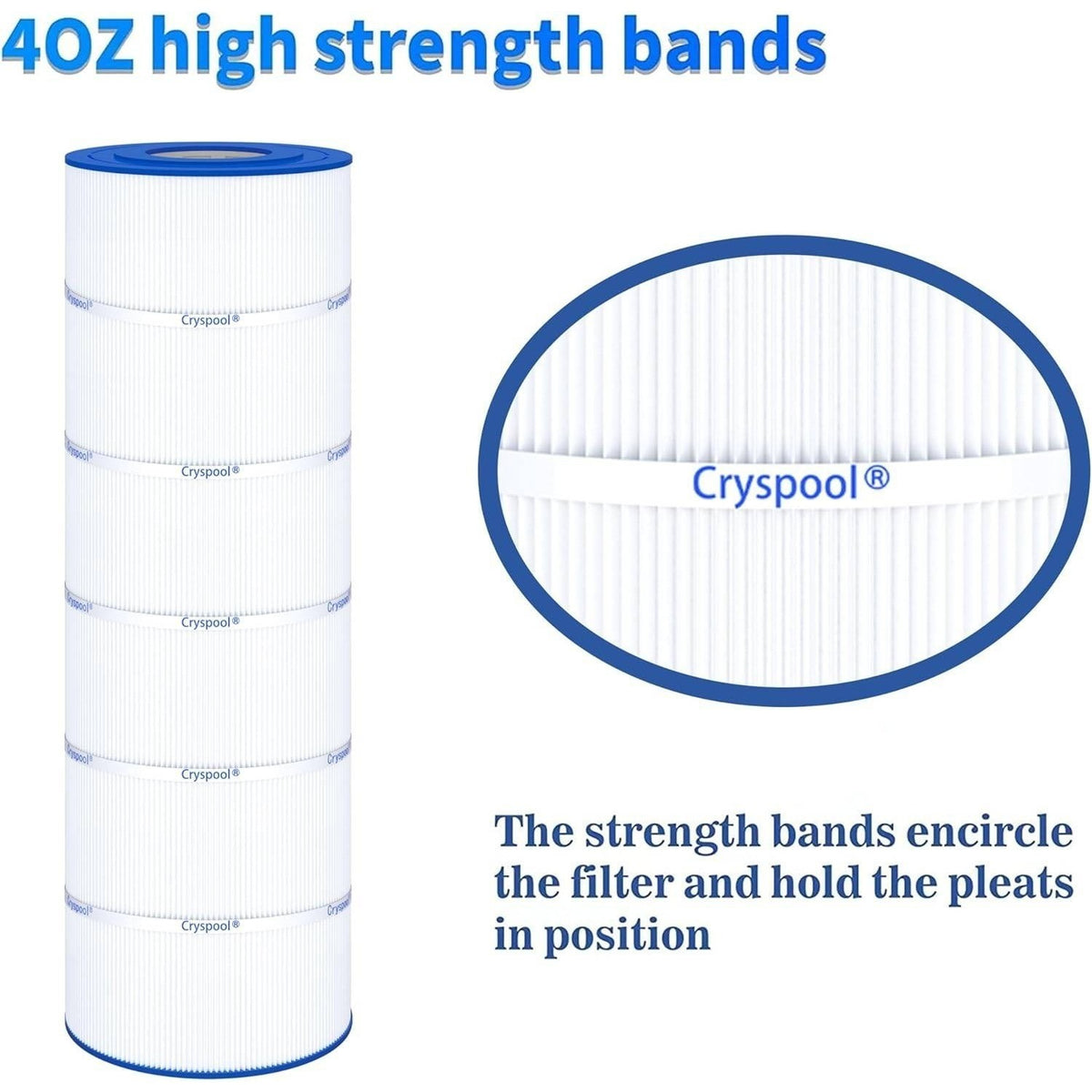 Cryspool CP-08058 Pool Filter Cartridge 125 Sq Ft, Compatible w/ PWWPC125B