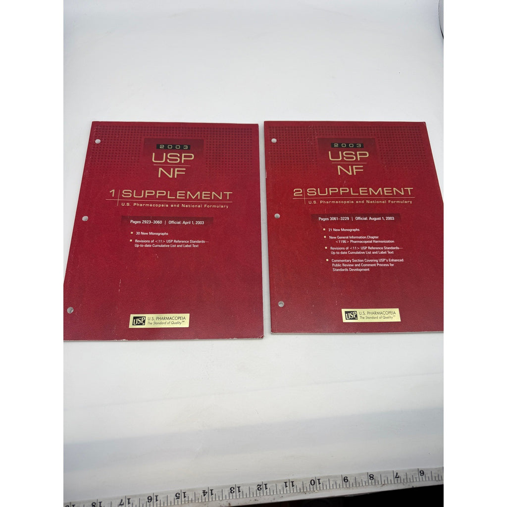 2003 USP NF 1 & 2 SUPPLEMENT US Pharmacopeia And National Formulary Set Of 2