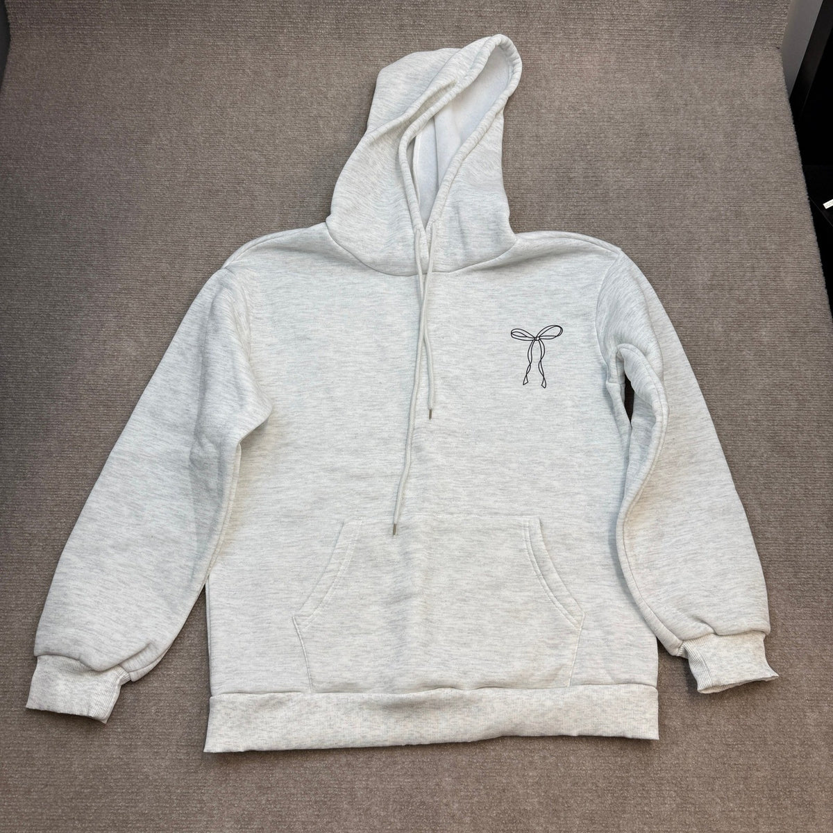 MSRP $43 SweatyRocks Women's M Grey Y2k Bow Graphic Long Sleeve Hoodies Faith